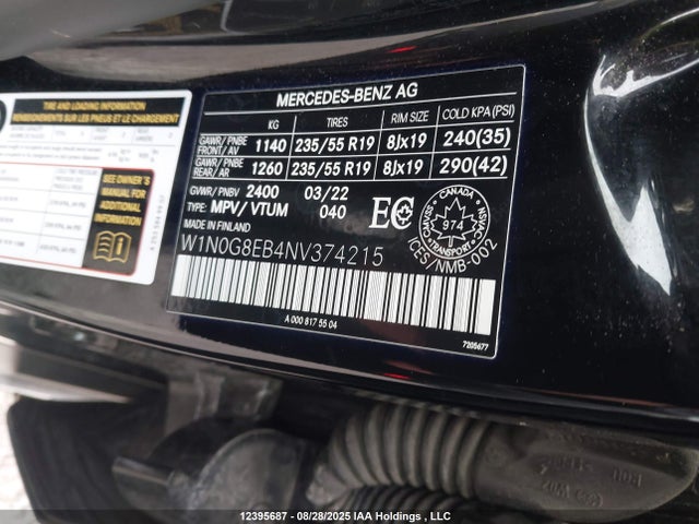 W1N0G8EB4NV374215 Mercedes-Benz m274