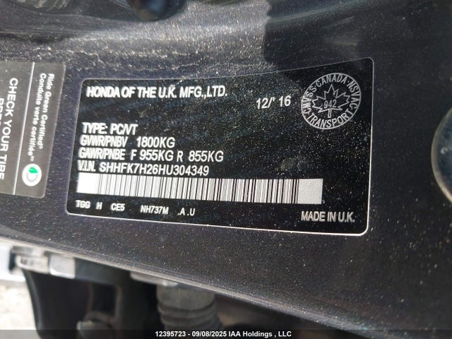 Honda l15ba 2017 SHHFK7H26HU304349 Image 9