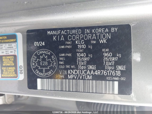 KNDEUCAA4R7617618 KIA nu mpi