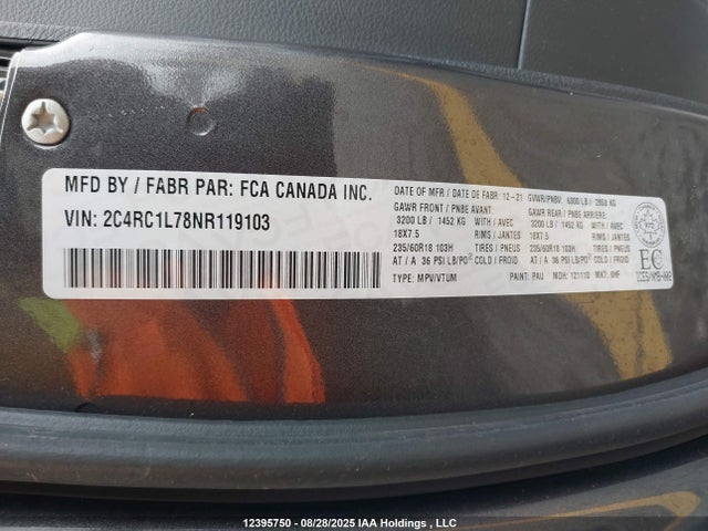 Chrysler Pacifica 2022 2C4RC1L78NR119103 Image 9