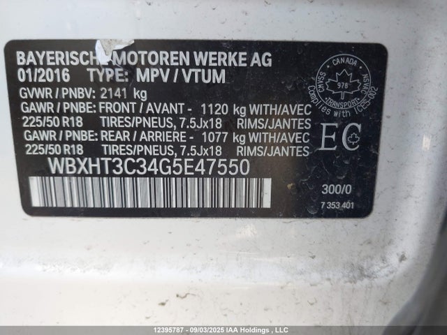 WBXHT3C34G5E47550 BMW X1