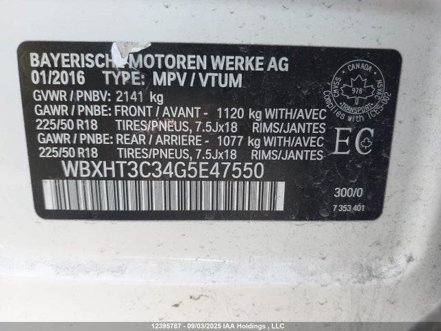 WBXHT3C34G5E47550 BMW X1