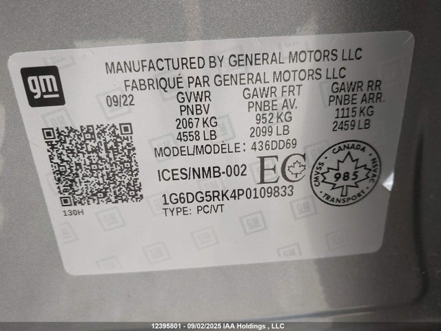 1G6DG5RK4P0109833 Cadillac lsy
