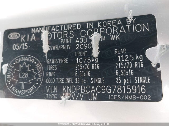 KNDPBCAC9G7815916 KIA dohc gdi theta ii
