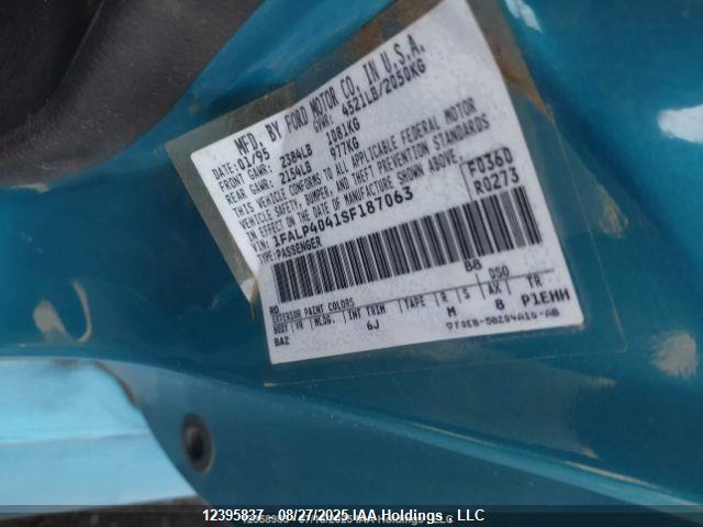 12395837 :رقم المزاد ، 1FALP4041SF187063 vin ، 1995 Ford Mustang مزاد بيع