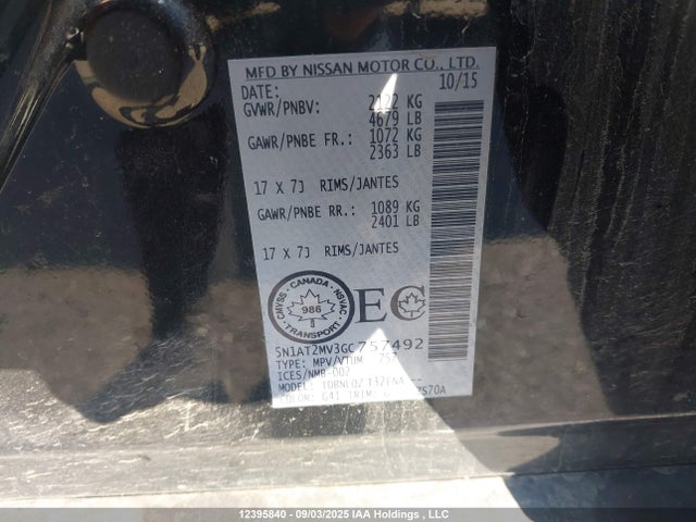 5N1AT2MV3GC757492 Nissan Rogue
