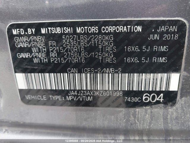 JA4JZ3AX3KZ601998 Mitsubishi mivec