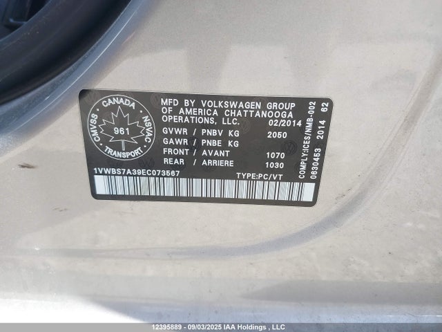 1VWBS7A39EC073567 Volkswagen Passat