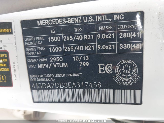 Mercedes-Benz Ml-Class 2014 4JGDA7DB8EA317458 Image 9