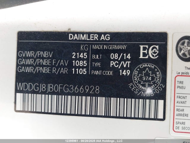 WDDGJ8JB0FG366928 Mercedes-Benz 2015
