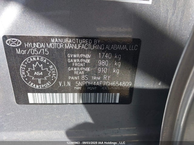 5NPDH4AE7GH654809 Hyundai ELANTRA GL