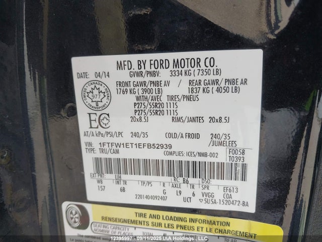 1FTFW1ET1EFB52939 Ford 2014