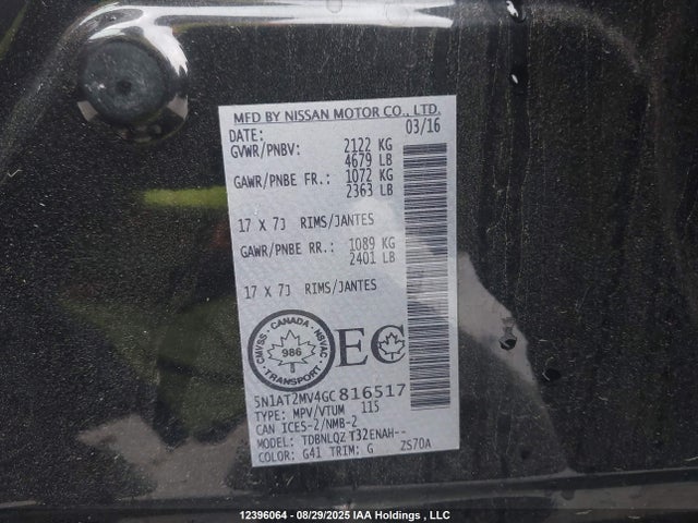 5N1AT2MV4GC816517 Nissan Rogue