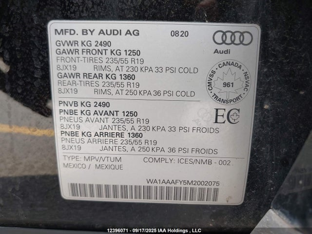 Audi 2021 2021 WA1AAAFY5M2002075 Image 18