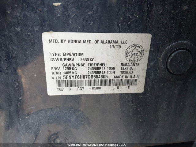 5FNYF6H87GB504605 Honda j35y6