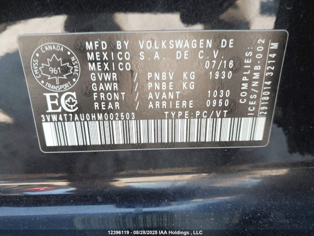 3VW4T7AU0HM002503 Volkswagen 2.0 tsi