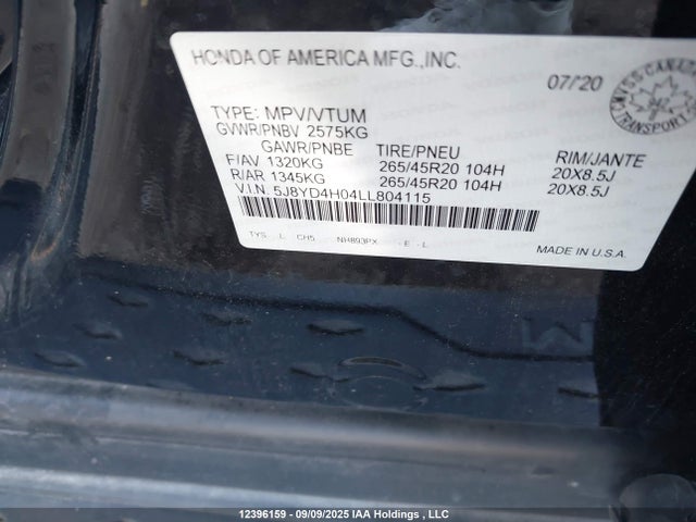 5J8YD4H04LL804115 Acura j35y5