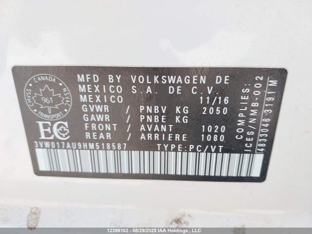 3VW017AU9HM518587 Volkswagen 1.8 tsi