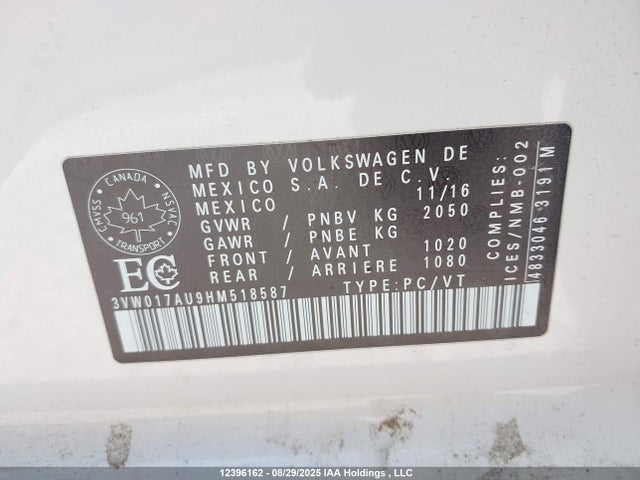 3VW017AU9HM518587 Volkswagen 1.8 tsi