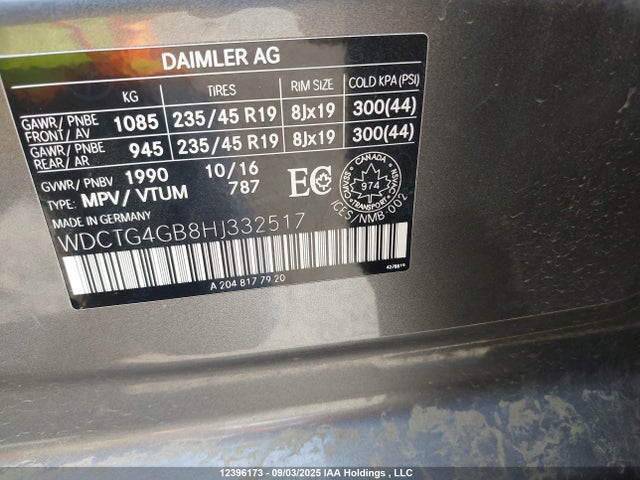 WDCTG4GB8HJ332517 Mercedes-Benz Gla 250 4matic
