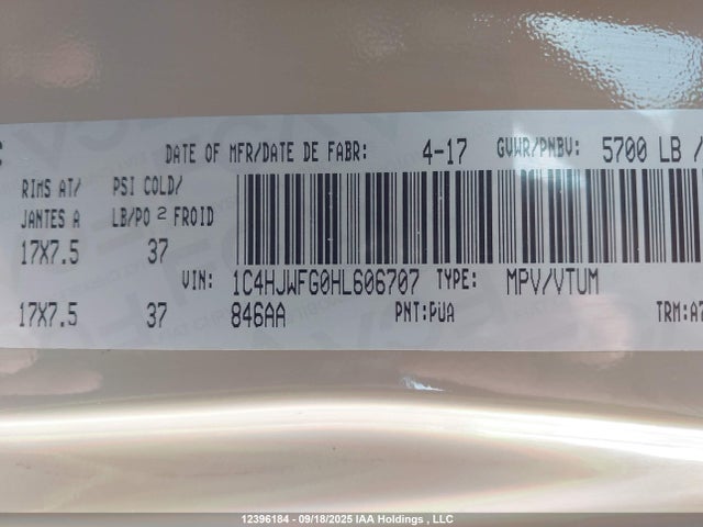 1C4HJWFG0HL606707 Jeep Wrangler