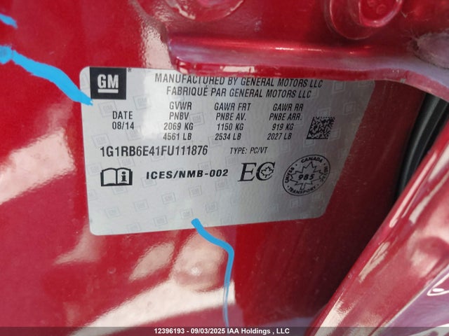 Chevrolet luu - ffv, e-flex, fam 0 2015 1G1RB6E41FU111876 Image 9