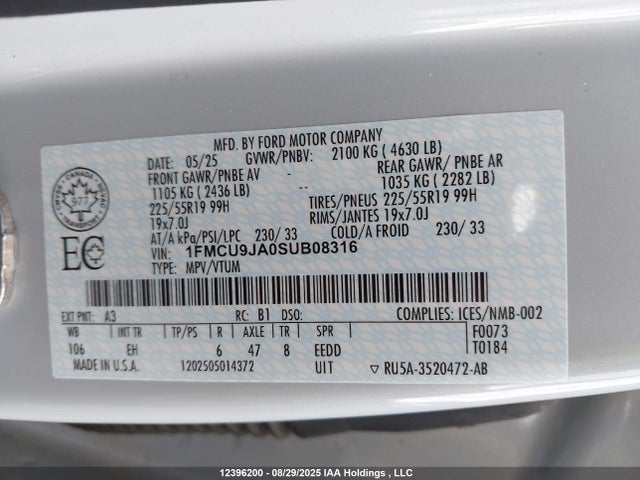Ford gtdi a 2025 1FMCU9JA0SUB08316 Image 9