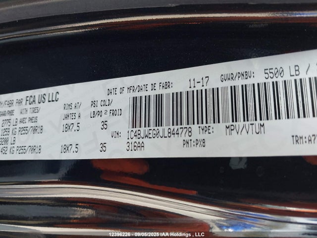 1C4BJWEG0JL844778 Jeep WRANGLER JK