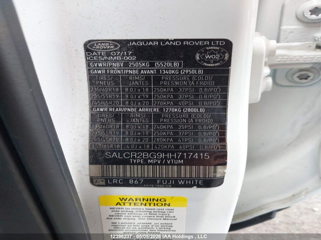SALCR2BG9HH717415 Land Rover Discovery Sport Hse