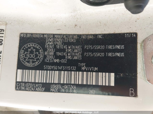 5TDDY5G14FS115132 Toyota 3ur-fe