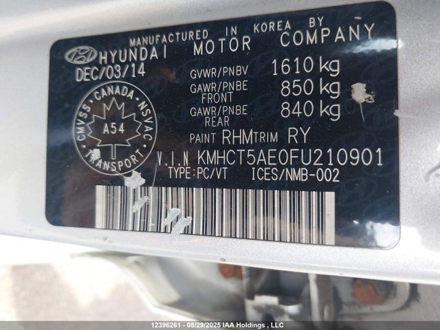 Aukcja sprzedaży 2015 Hyundai Accent Gl, vin: KMHCT5AE0FU210901, numer aukcji: 12396261