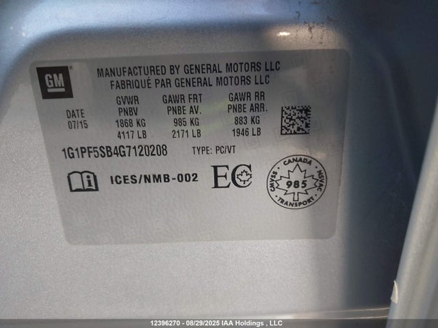 1G1PF5SB4G7120208 Chevrolet luv - vvt, alum, e85 max