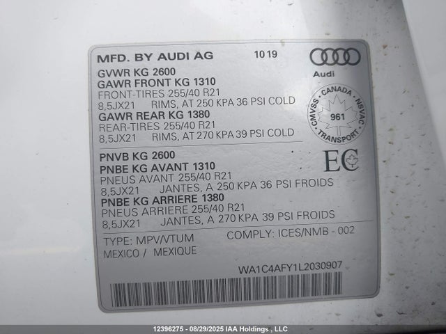 WA1C4AFY1L2030907 Audi SQ5