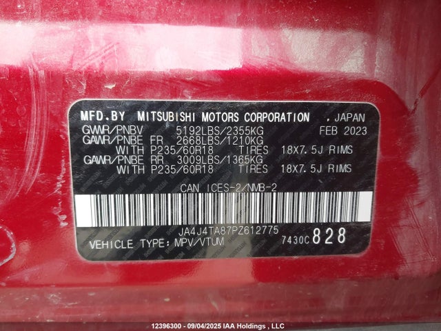 JA4J4TA87PZ612775 Mitsubishi Outlander