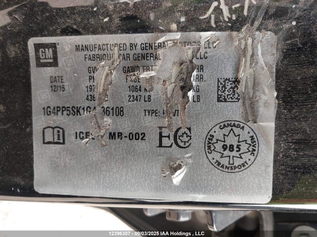 1G4PP5SK1G4136108 Buick lea - gas/alc, sidi, alum, ho