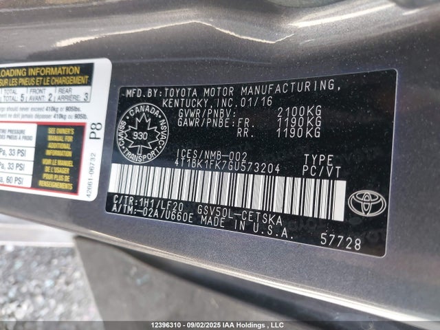 4T1BK1FK7GU573204 Toyota 2gr-fe