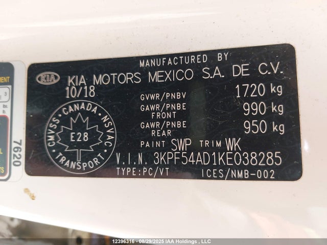 3KPF54AD1KE038285 KIA mpi nu
