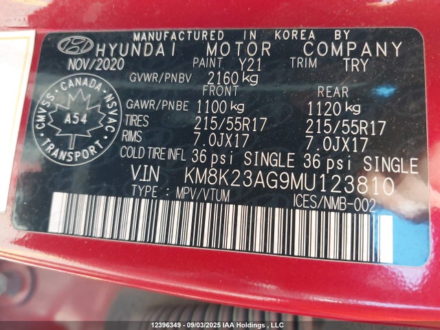 KM8K23AG9MU123810 Hyundai Kona