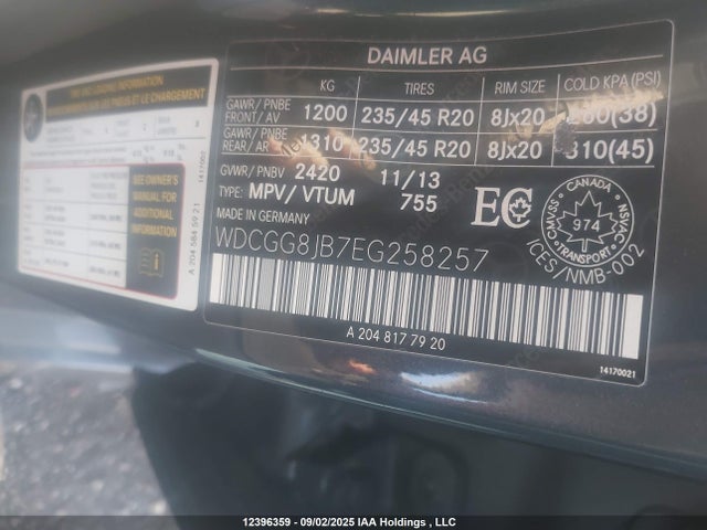 WDCGG8JB7EG258257 Mercedes-Benz Glk-Class