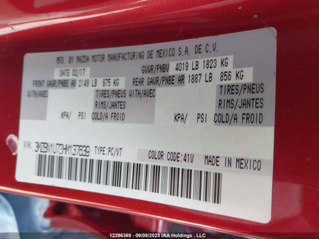 3MZBN1U73HM137639 Mazda pe