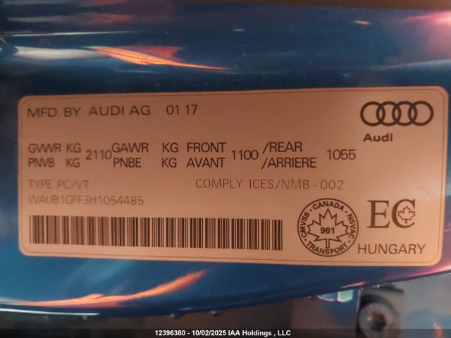 Audi 2017 2017 WAUB1GFF3H1054485 Image 19