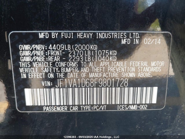 JF1VA1D68F9801728 Subaru dib turbo