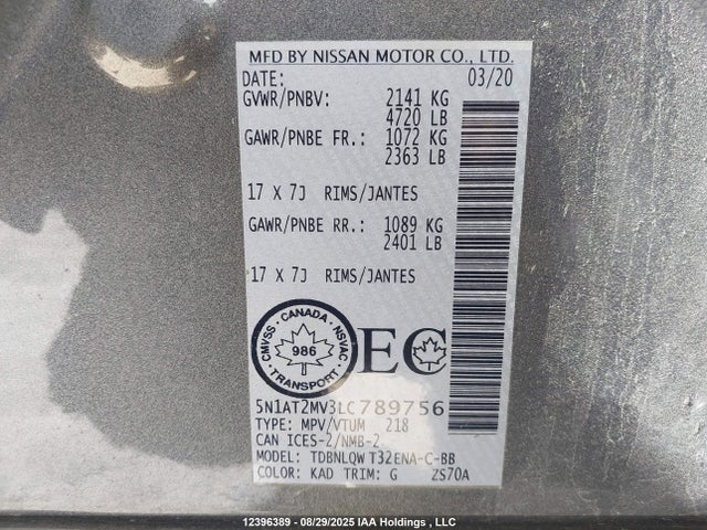 5N1AT2MV3LC789756 Nissan 2020