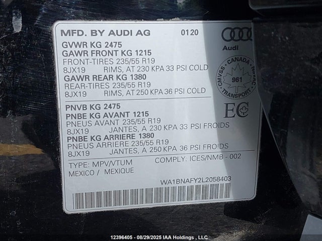 WA1BNAFY2L2058403 Audi Q5