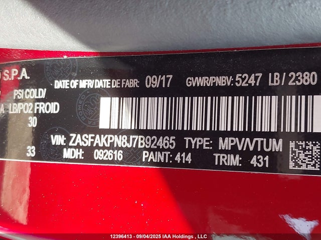 ZASFAKPN8J7B92465 Alfa Romeo Stelvio