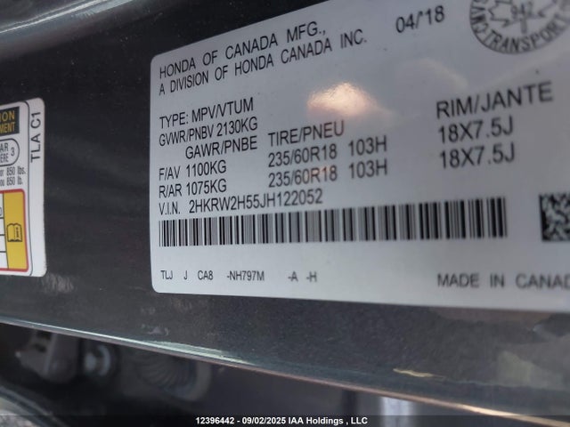 2HKRW2H55JH122052 Honda l15be