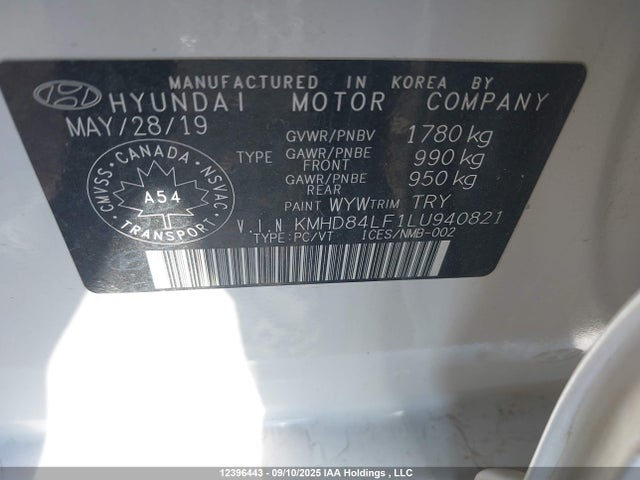 KMHD84LF1LU940821 Hyundai mpi nu