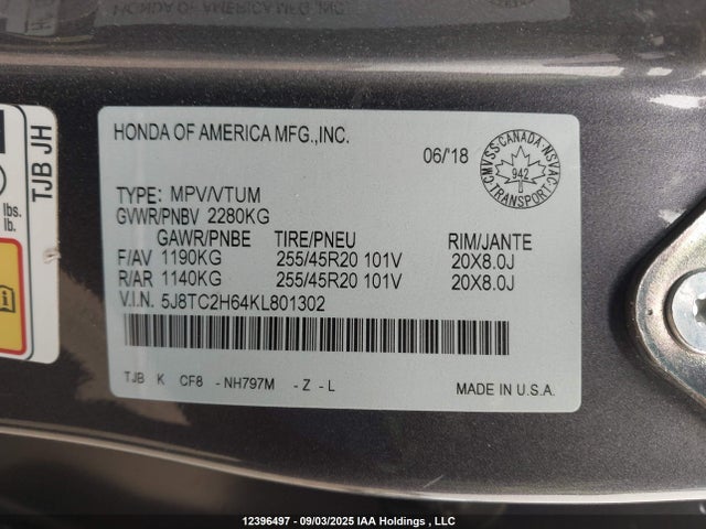 5J8TC2H64KL801302 Acura k20c4
