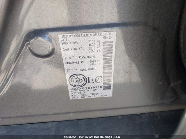 Nissan Rogue 2015 5N1AT2MV0FC889110 Image 9