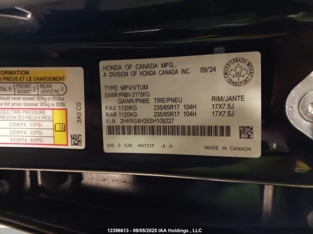 2HKRS4H26SH109227 Honda l15be